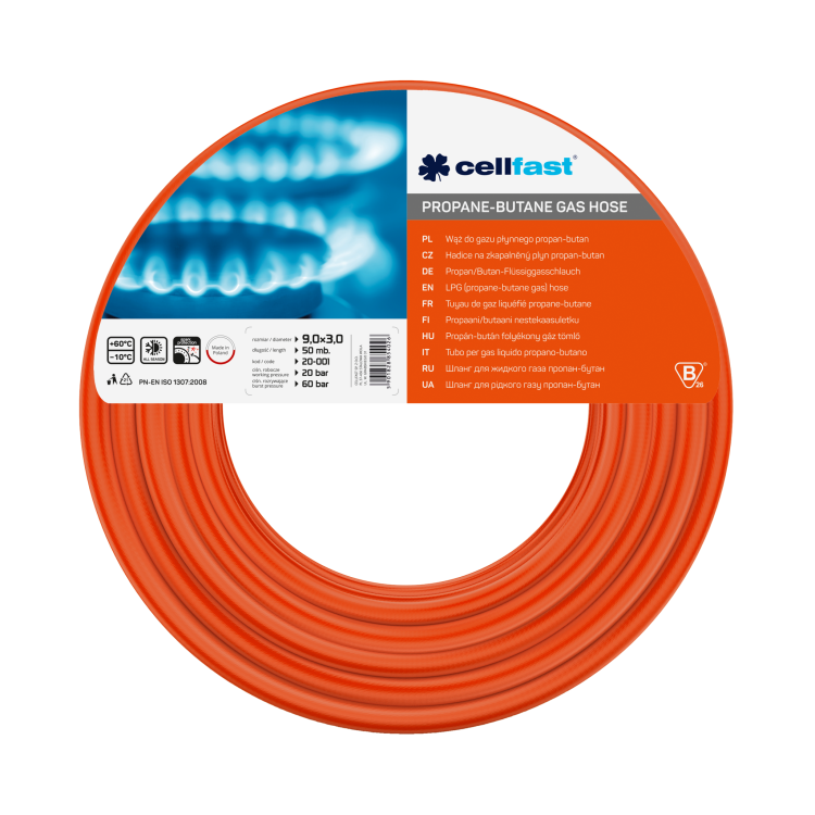 LPG (propan - butan) hose 9.0 × 3.0 mm 50 m (164 ft)