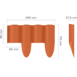 Palisada ogrodowa ECO 2,4 m ceglasta