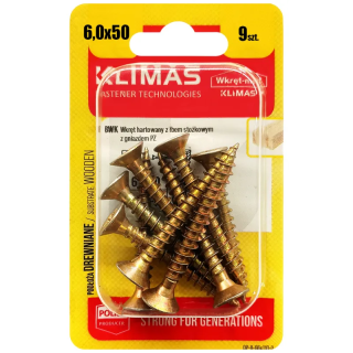 PZ skrutka so zapustenou hlavou – plný závit 6X50 (9 ks/blister)