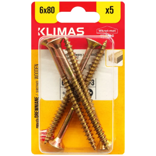 Vrut PZ se zápustnou hlavou – celý závit 6X80  (5ks/blistr)