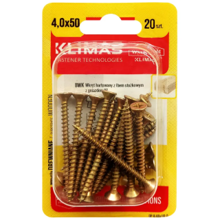 PZ skrutka so zápustnou hlavou – plný závit 4X50 (20 ks/blister)