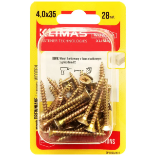 Wkręt PZ z łbem wpuszczanym – pełny gwint 4X35  (28 szt./blister)