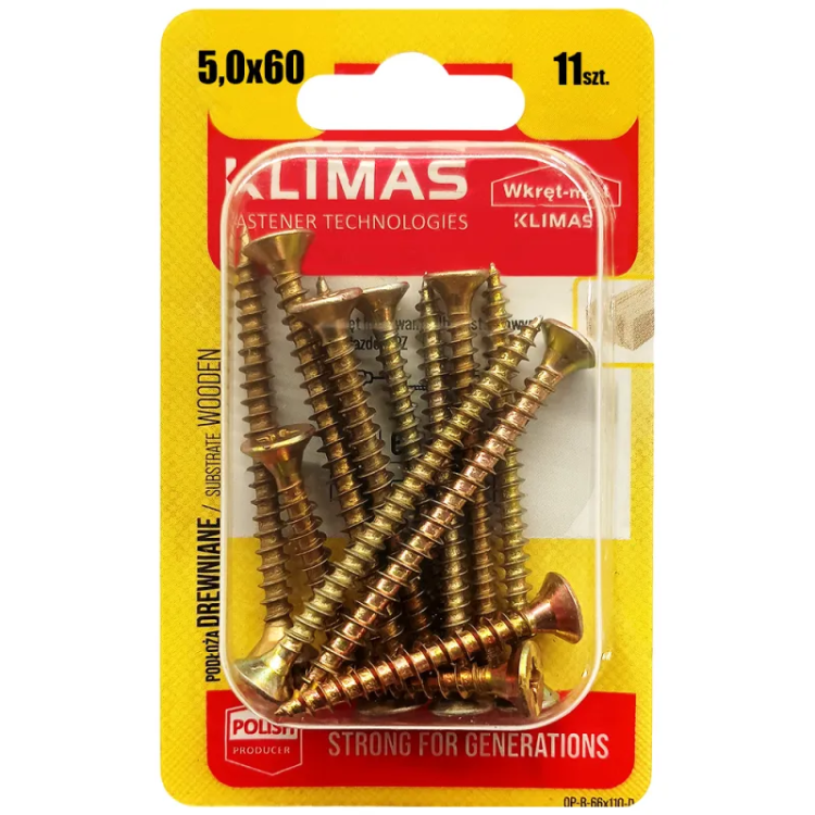 PZ skrutka so zápustnou hlavou – plný závit 5X50 (12 ks/blister)