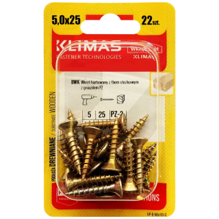 Vrut PZ se zápustnou hlavou – celý závit 5X25  (22ks/blistr)