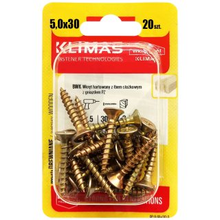 PZ skrutka so zápustnou hlavou – plný závit 5X30 (20 ks/blister)