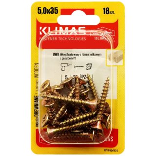 PZ skrutka so zápustnou hlavou – plný závit 5X35 (18 ks/blister)