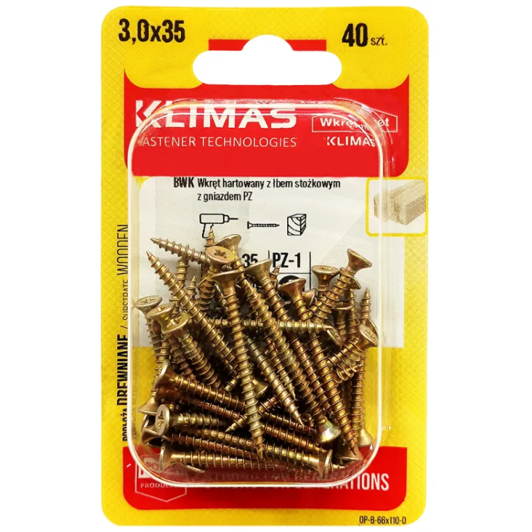 PZ skrutka so zápustnou hlavou – plný závit 3X35 (40 ks/blister)