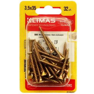 PZ skrutka so zápustnou hlavou – plný závit 3,5X35 (32 ks/blister)