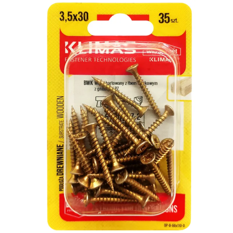 PZ skrutka so zápustnou hlavou – plný závit 3,5X30 (35 ks/blister)