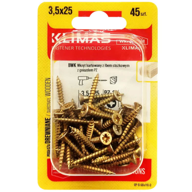 PZ skrutka so zápustnou hlavou – plný závit 3,5X25 (45 ks/blister)