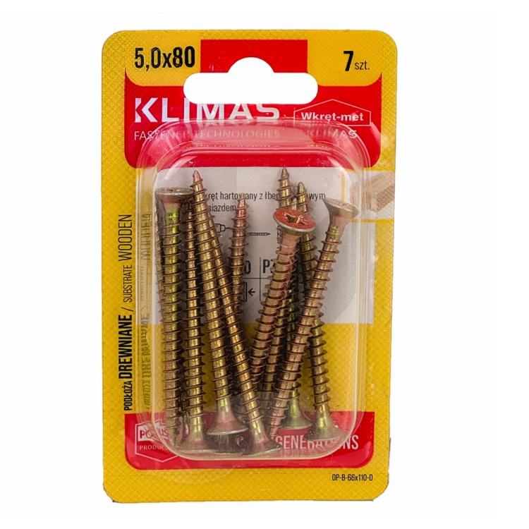 PZ skrutka so zápustnou hlavou – plný závit 5X80 (7 ks/blister)