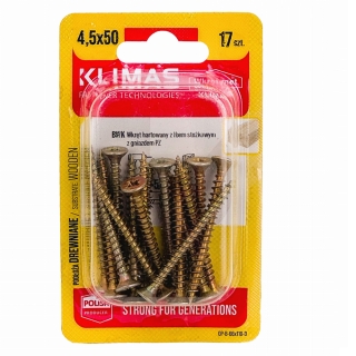 PZ skrutka so zápustnou hlavou – plný závit 4,5X50 (17 ks/blister)