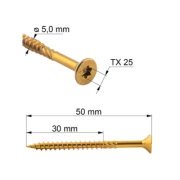 Vrut konstrukční  se zápustnou hlavou TX 5X50 (300ks/bal.)