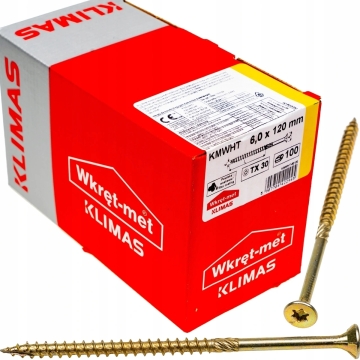 Wkręt konstrukcyjny z łbem stożkowym TX 6x120 mm (100 szt.) | Wysokiej jakości połączenia