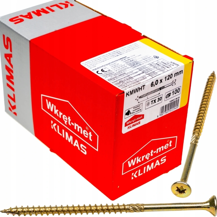 Vrut konstrukční TX 6x120 mm, Zápustná Hlava - Balení 100 ks | Vysoce Kvalitní Spoje