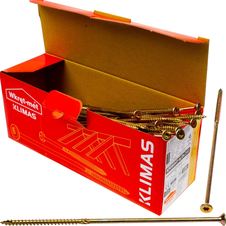 Vrut konstrukční se zápustnou hlavou TX 6x240 (100 ks) - Kvalitní Šrouby pro Pevné Spoje