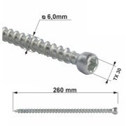 Vrut konstrukční celý závit s válcovou hlavou. TX 6X260 (100ks/bal.)