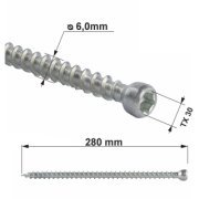 Vrut konstrukční celý závit s válcovou hlavou. TX 6X280 (100ks/bal.)