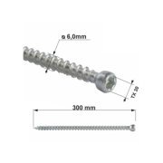 Vrut konstrukční celý závit s válcovou hlavou. TX 6X300 (100ks/bal.)
