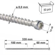 Konstrukční šroub do nadkrokevní izolace, dvojitý závit 8X335 (50ks/bal.)