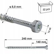 Vrut kov–dřevo 6HR/TX 8X240 (50ks/bal.)