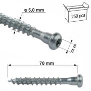 Vrut do tesařského kování TX 5x70 (250ks/bal.) | Kvalitní Šrouby pro Tesaře - Nakupujte Online