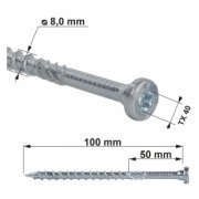 Vrut kov–dřevo BZN TX 8X100 (50ks/bal.)
