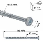 Vruty TX 8×140 mm WKCR – pro tesařské kování | Balení 50 ks