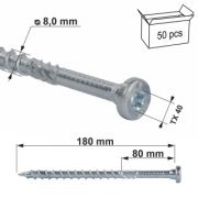 Vrut kov–dřevo BZN TX 8X180 (50ks/bal.)