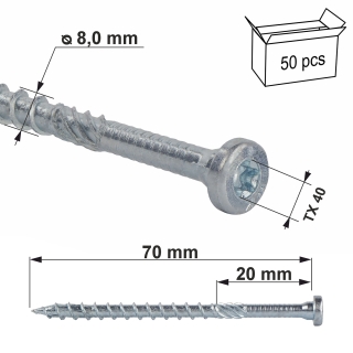 Vrut kov–dřevo BZN TX 8X70 (50ks/bal.)