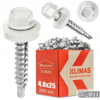 Farmářský šroub RAL 9010 4,8×25 (250 ks) – pro plechové krytiny