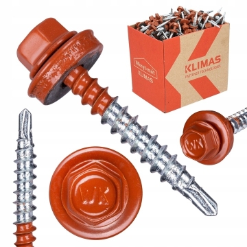 Wkręt farmerski RAL 8004 4,8×25 (250 szt.) – do pokryć z blachy