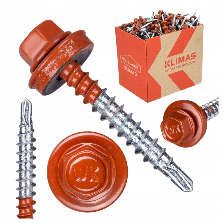 Wkręt farmerski RAL 8004 4,8×25 (250 szt.) – do pokryć z blachy