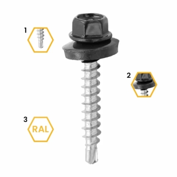 Wkręt farmerski z podkładką RAL 7016 4,8X35 – wiadro