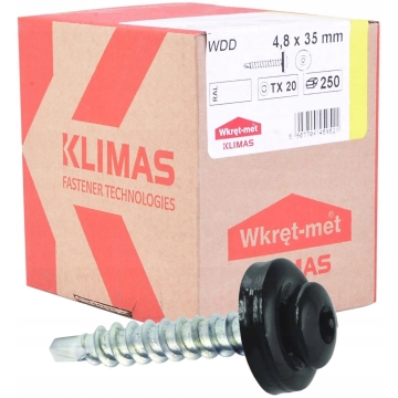 Wkręt farmerski TORX z podkładką RAL 9005 4.8x35 (250 szt.) | Wysokiej jakości elementy złączne do Twojego projektu
