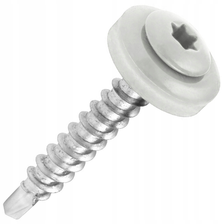 Farmářský šroub TORX s podložkou RAL 9010 - 4,8x35mm (250ks) | Vysoce Kvalitní Spojovací Materiál