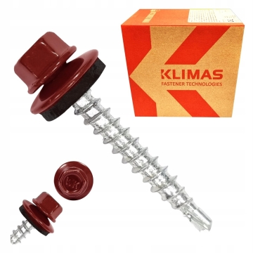 Wkręt farmerski z podkładką RAL 3005 4,8×55 mm (200 szt.) – czerwone wino, wkręt do blachy