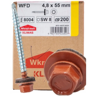 Farmářský šroub s podložkou RAL 8004 4,8×55 mm (200 ks) – Cihlově červená