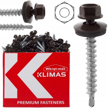 Wkręt farmerski z podkładką RAL 8017 4,8×55 mm (200 szt.) – brąz czekoladowy