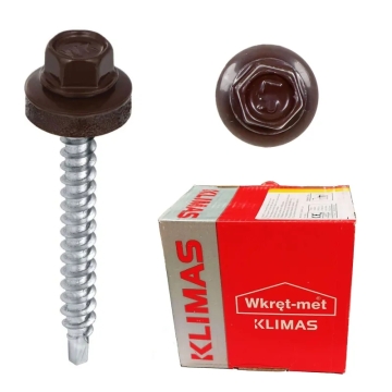 Wkręt farmerski z podkładką RAL 8019 4,8×55 mm (200 szt.) – szarobrązowy