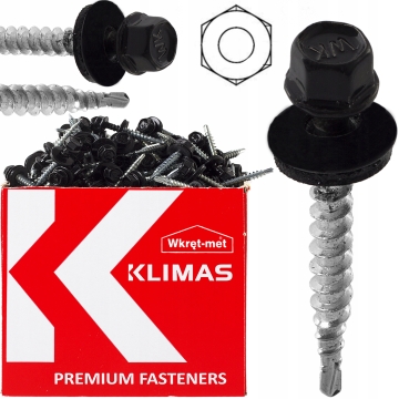 Wkręt farmerski z podkładką RAL 9005 4,8×55 mm (200 szt.) – czarny
