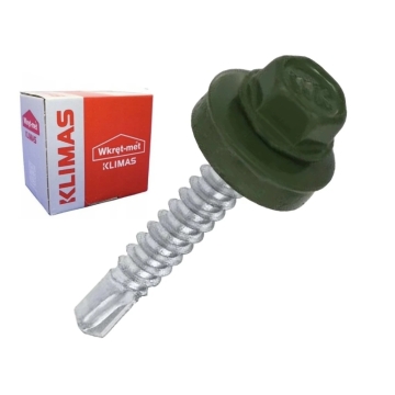Wkręt farmerski z podkładką RAL 6005 4,8×70 mm (200 szt.) – zieleń mchu