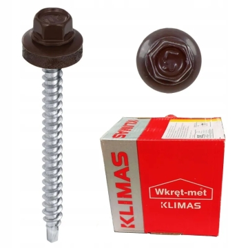 Wkręt farmerski z podkładką RAL 8017 4,8×70 mm (200 szt.) – brąz czekoladowy