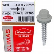 Farmářský šroub s podložkou RAL 9006 4,8×70 mm (200 ks) – Stříbrná metalíza