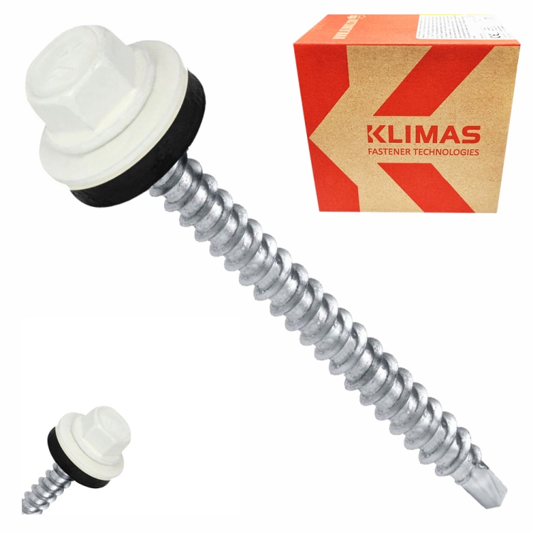 Farmářský šroub s podložkou RAL 9010 4,8×70 mm (200 ks) – Čistě bílá