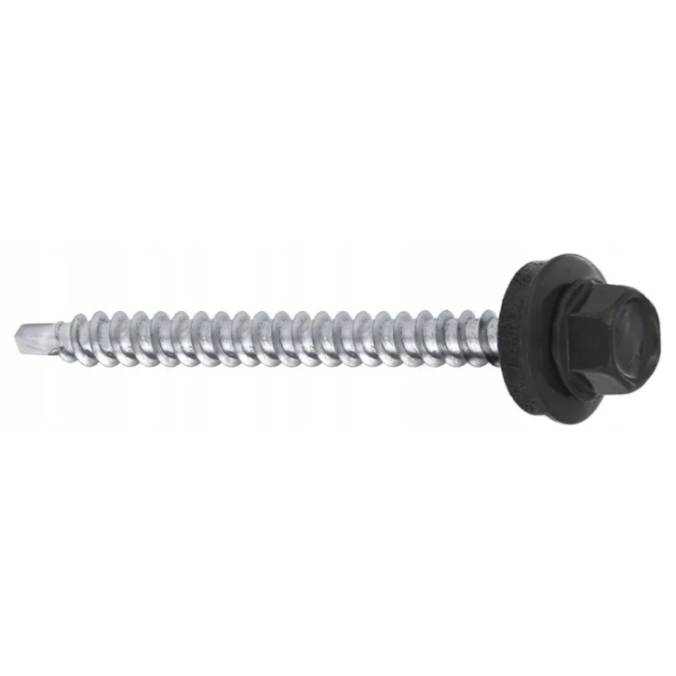 Wkręt farmerski z podkładką RAL 7024 4,8X80 (100 szt.)