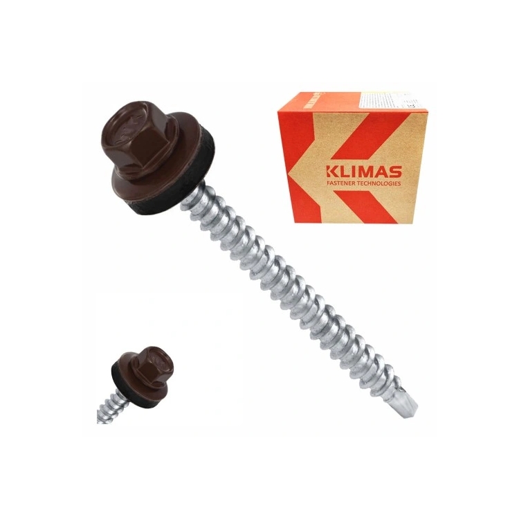 Wkręt farmerski z podkładką RAL 8019 4,8X80 (100 szt.)