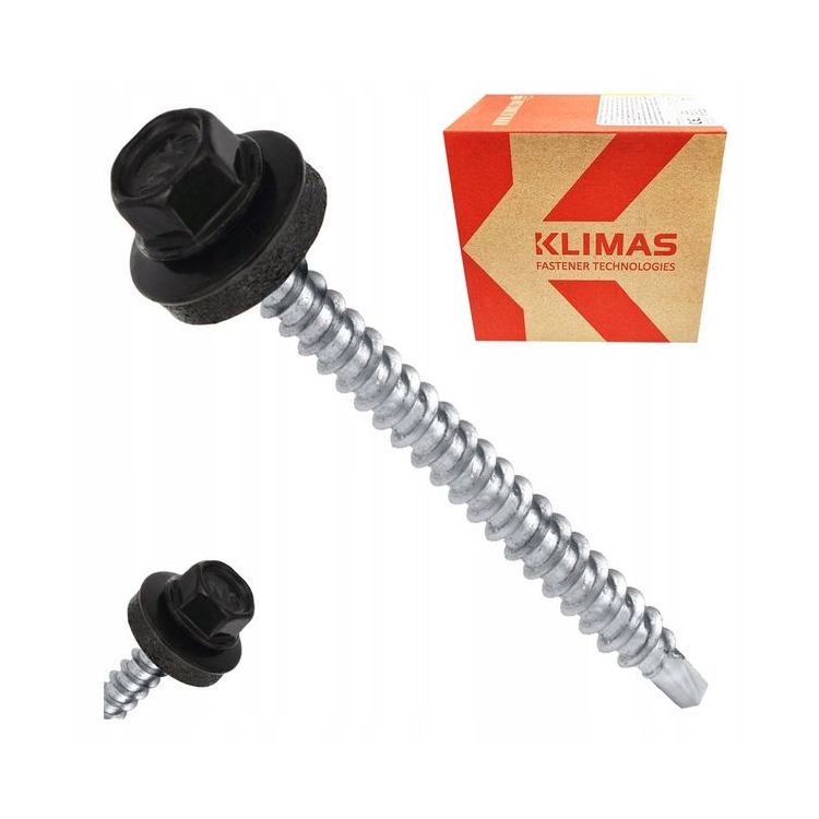 Wkręt farmerski z podkładką RAL 9005 4,8X80 (100 szt.)