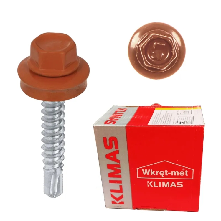 Wkręt farmerski z podkładką RAL 8004 4,8x35 (250 szt.) | Solidne elementy złączne dla budownictwa