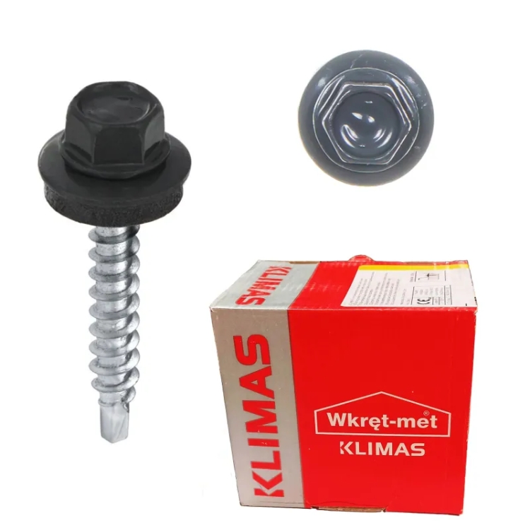 Wkręt farmerski z podkładką RAL 7024 4,8x35 (250 szt.) | Solidne wkręty do konstrukcji dachowych